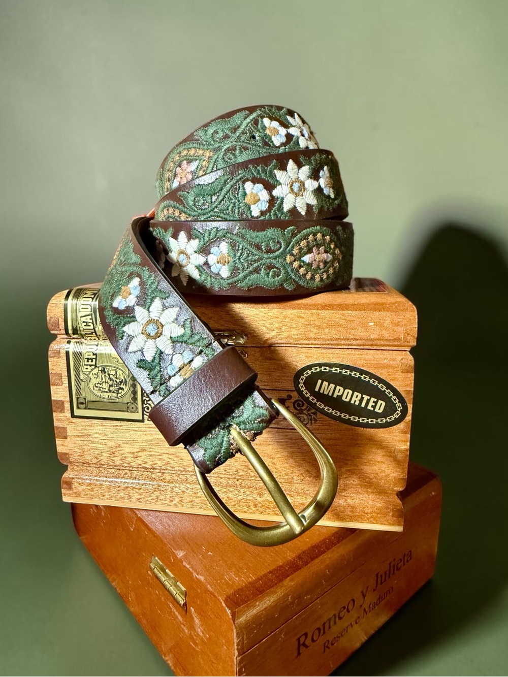 Lucky Brand Leather Embroidered Belt🍀